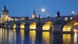 Full Moon Rising Over Charles Bridge in Prague by Unknown Artist